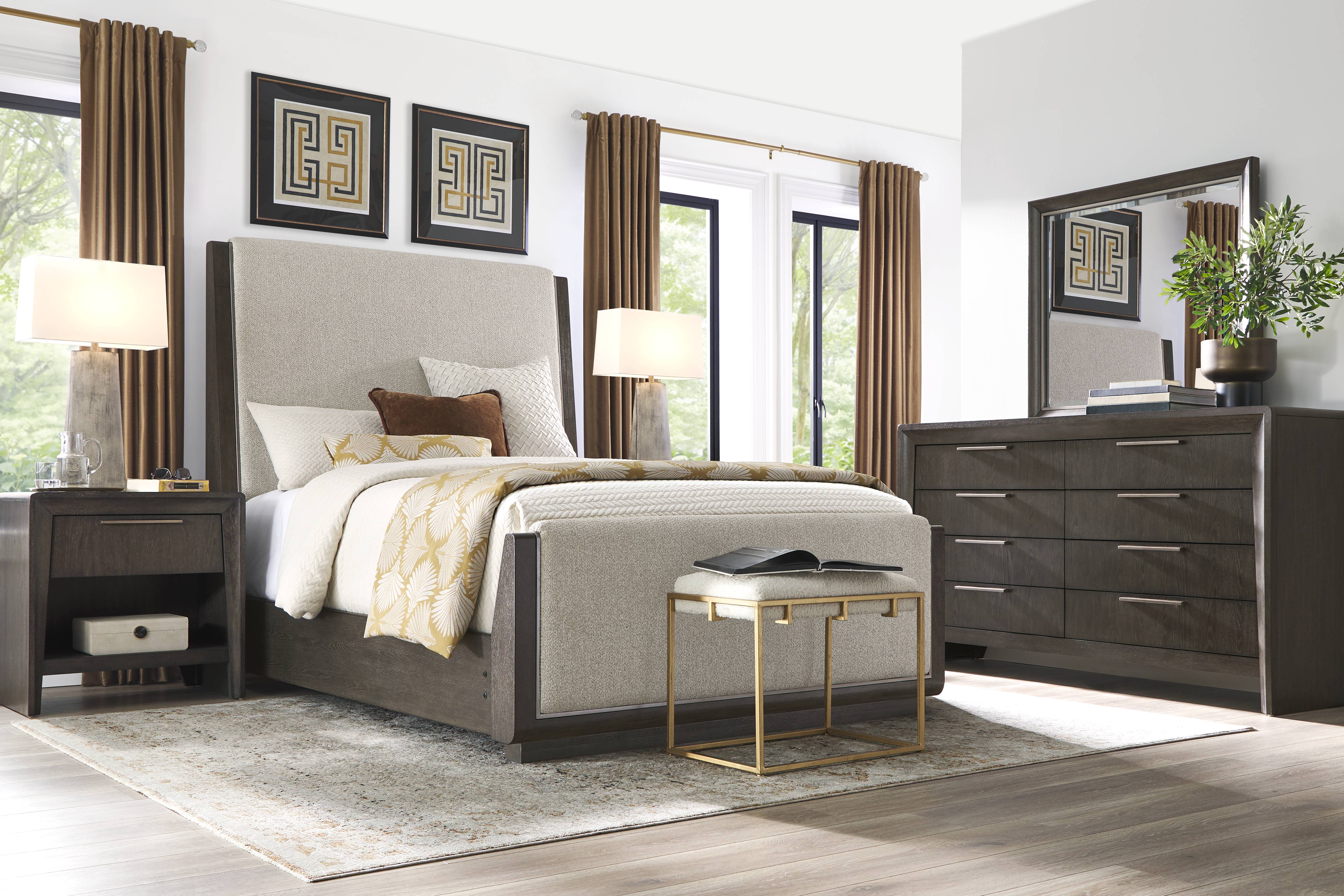 Fairfax Gray 5 Pc Queen Upholstered Bedroom - Thumbnail - Image 1