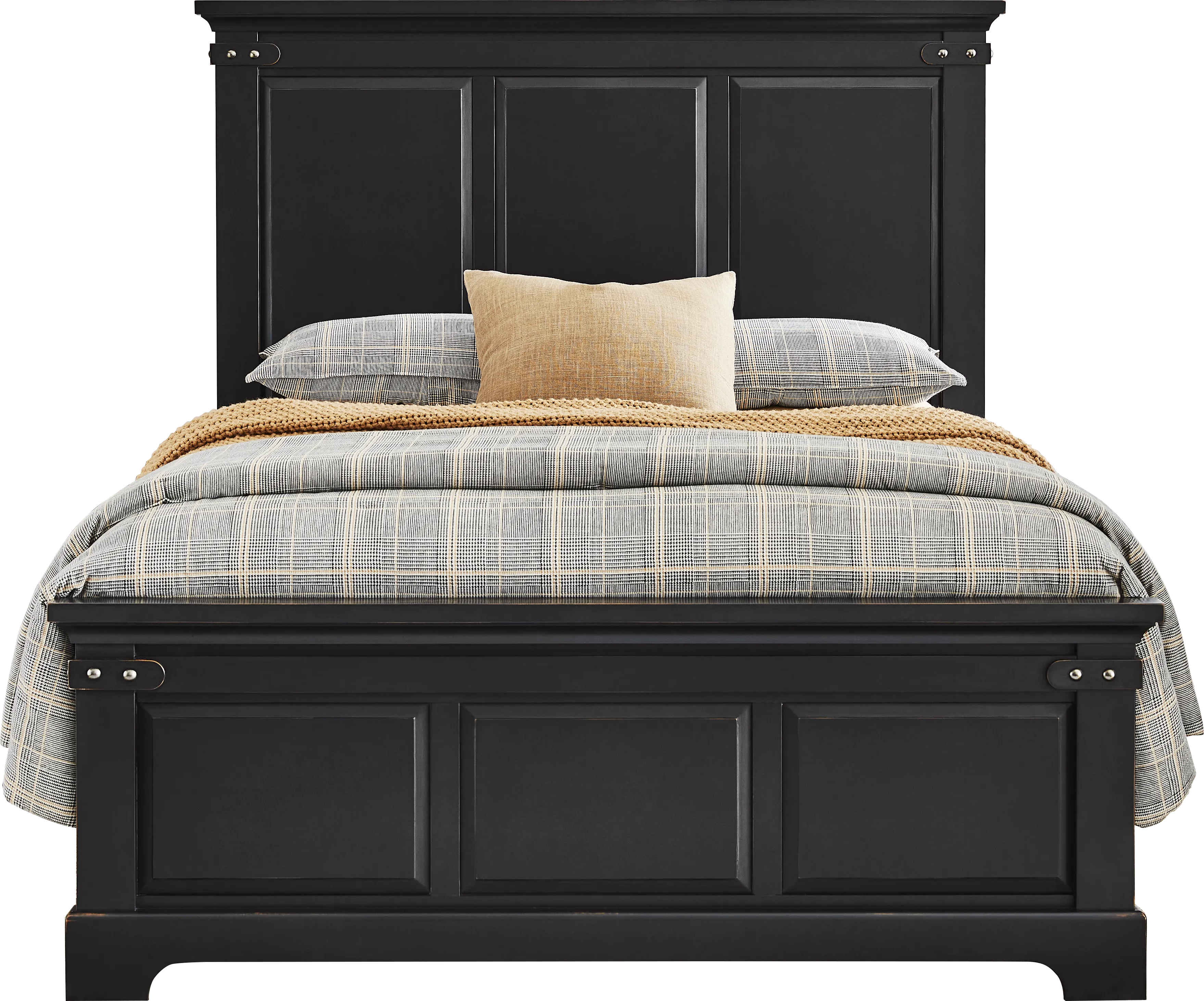 Fairhaven Black 3 Pc King Panel Bed - Thumbnail - Image 1