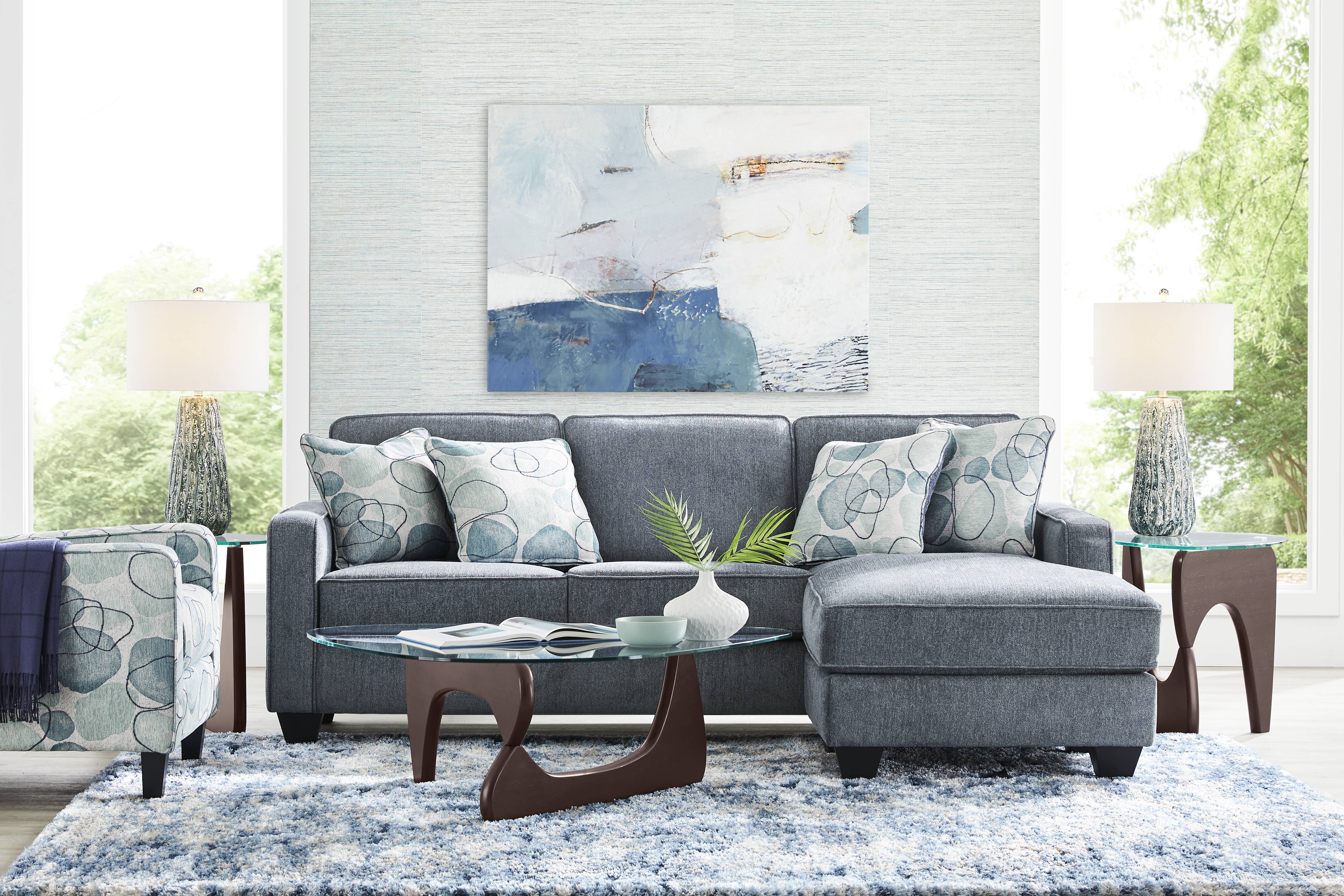 Alanis Bay Blue Gel Foam Sleeper Chaise