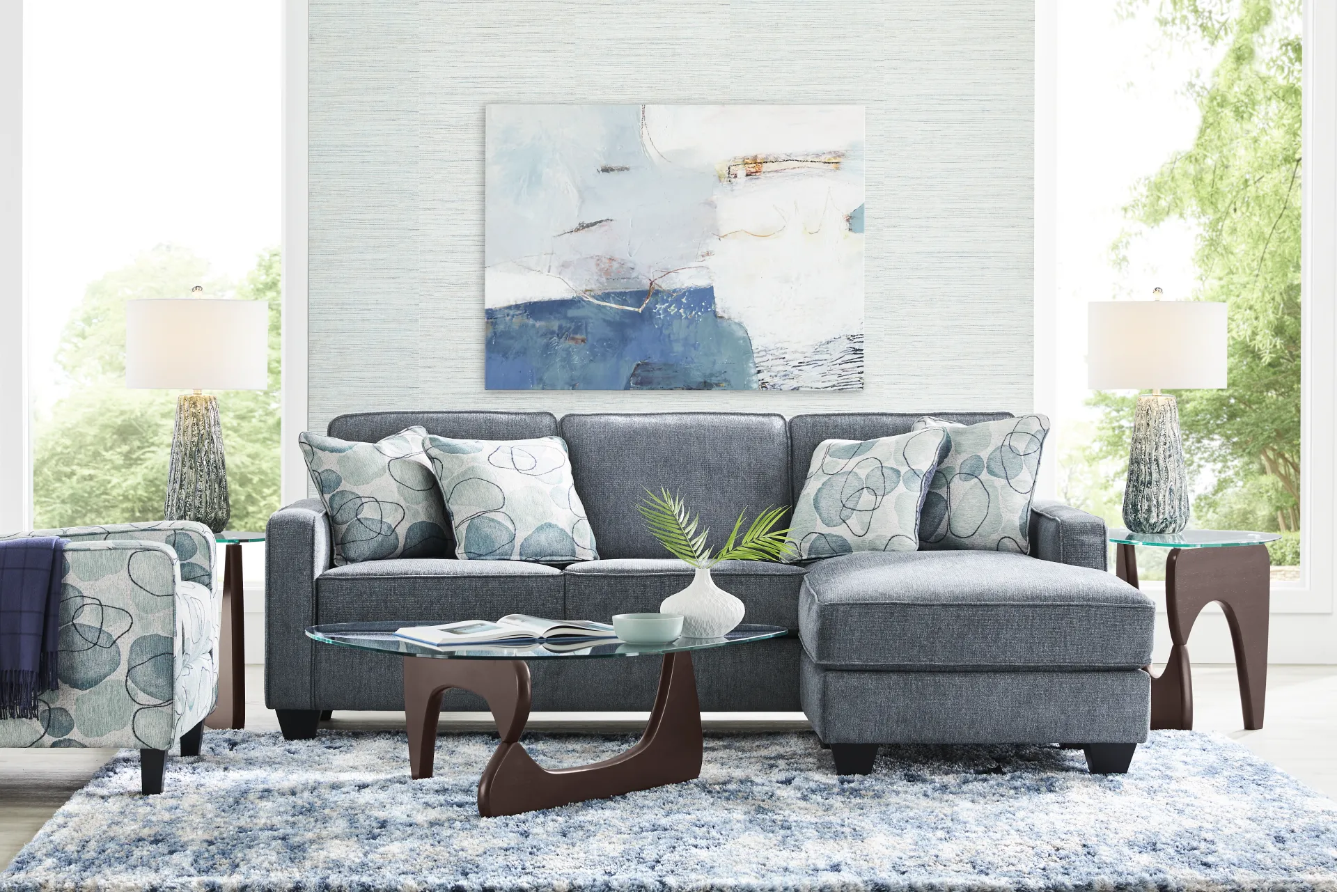 Alanis Bay Blue Sofa Chaise - Image 1
