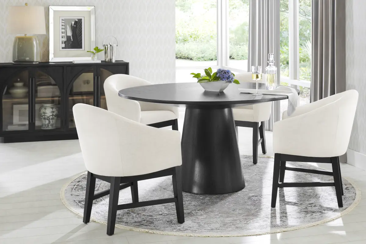 Kendall White Arm Chair with Black Legs