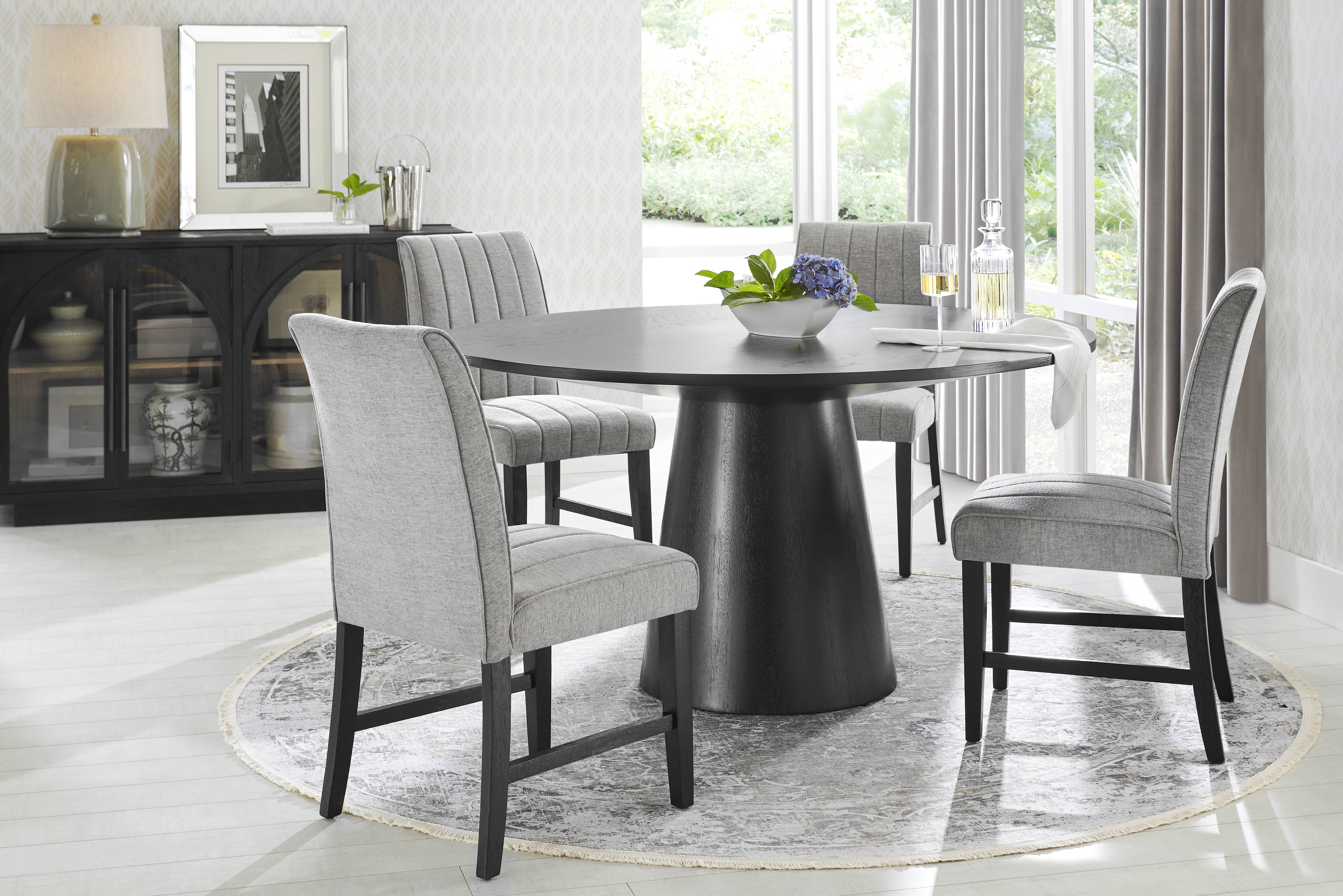 Kendall Black 5 Pc 59" Round Dining Room with Gray Side Chairs - Thumbnail - Image 1