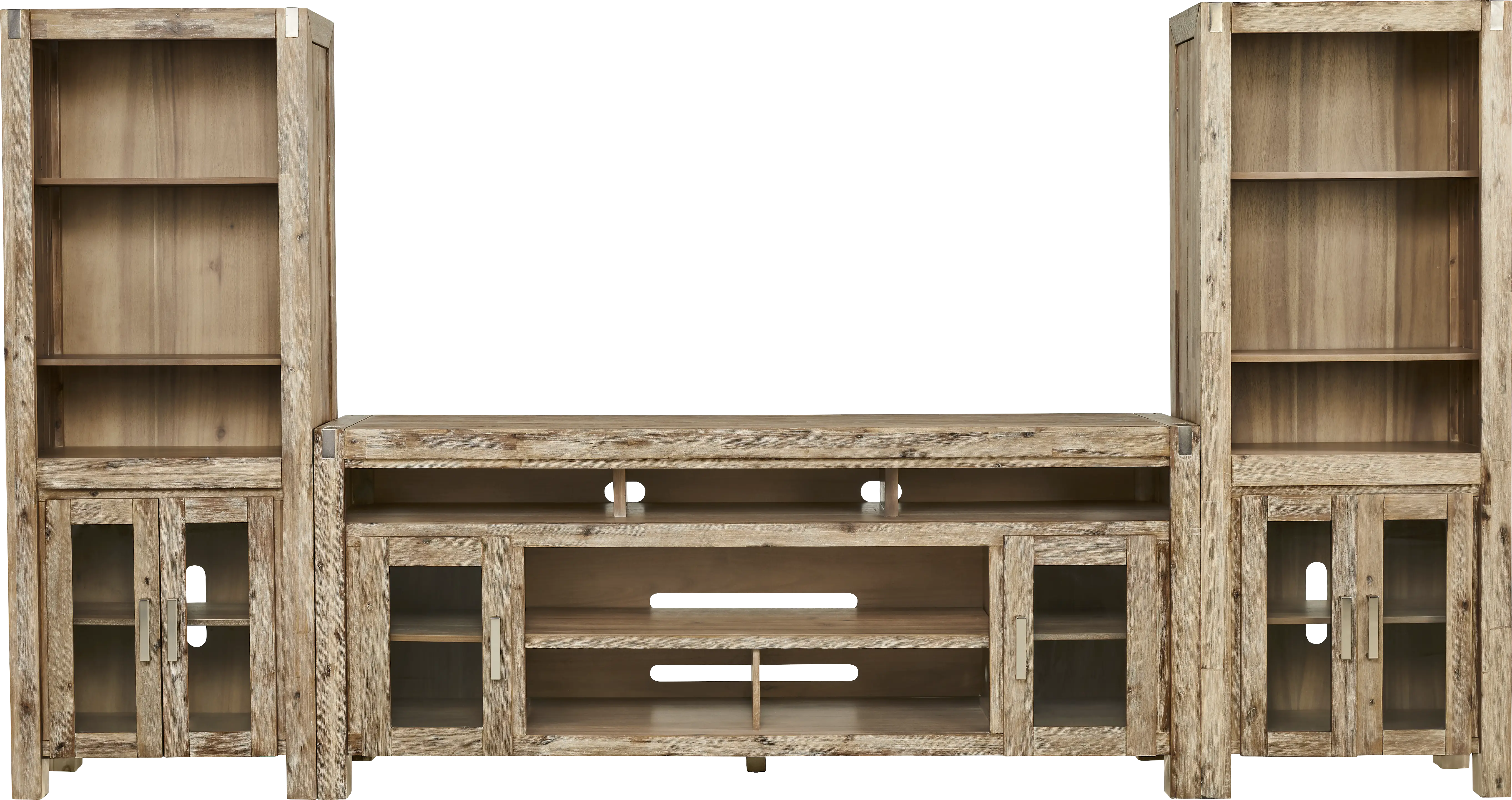 Hidden Springs II Natural 3 Pc Wall Unit with 80 in. Console - Thumbnail - Image 1