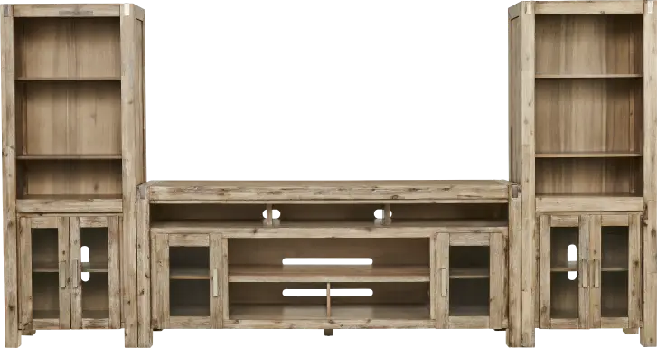 Hidden Springs II Natural 3 Pc Wall Unit with 80 in. Console