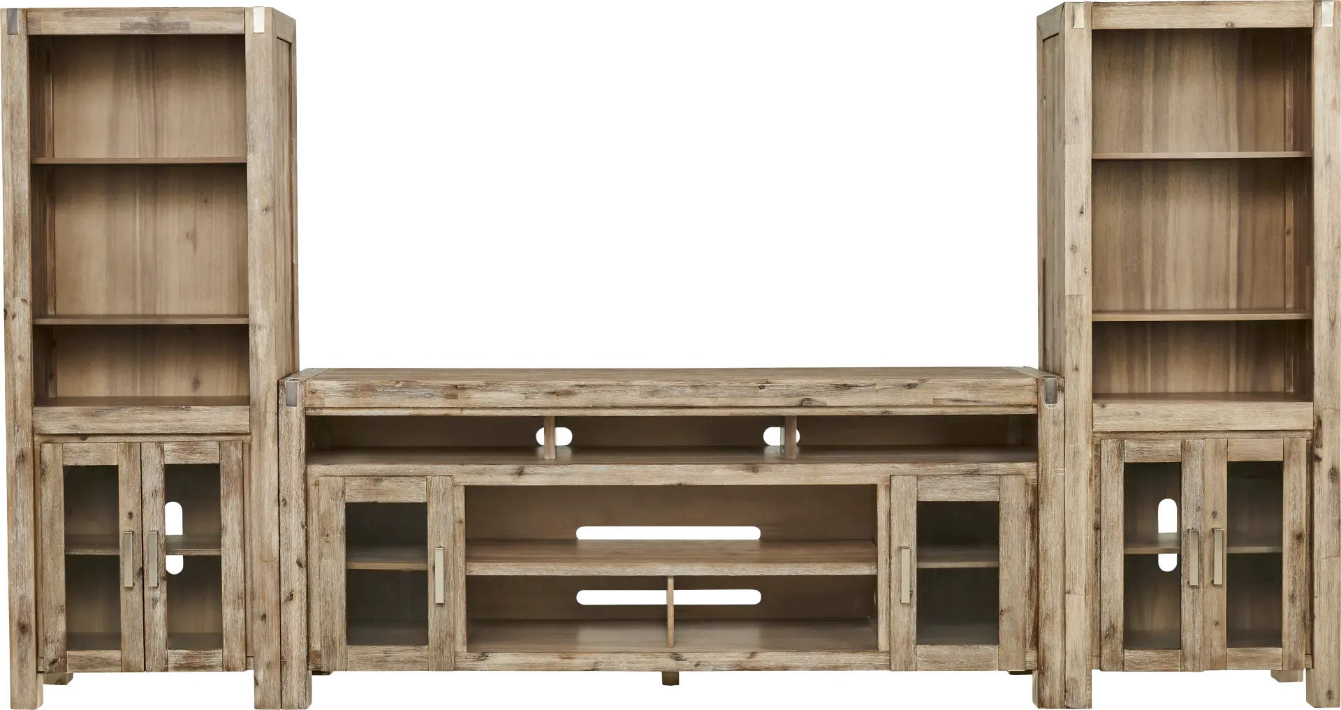 Hidden Springs II Natural 3 Pc Wall Unit with 80 in. Console
