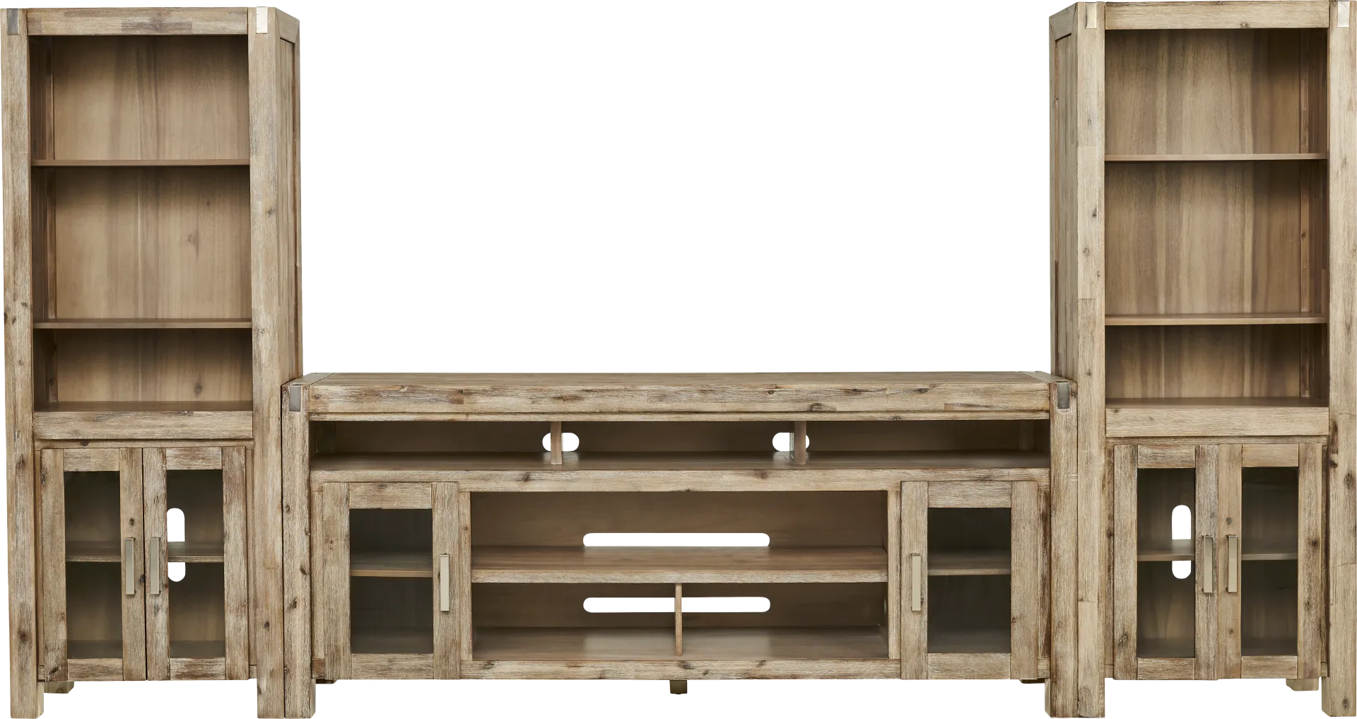 Hidden Springs II Natural 3 Pc Wall Unit with 80 in. Console - Image 1