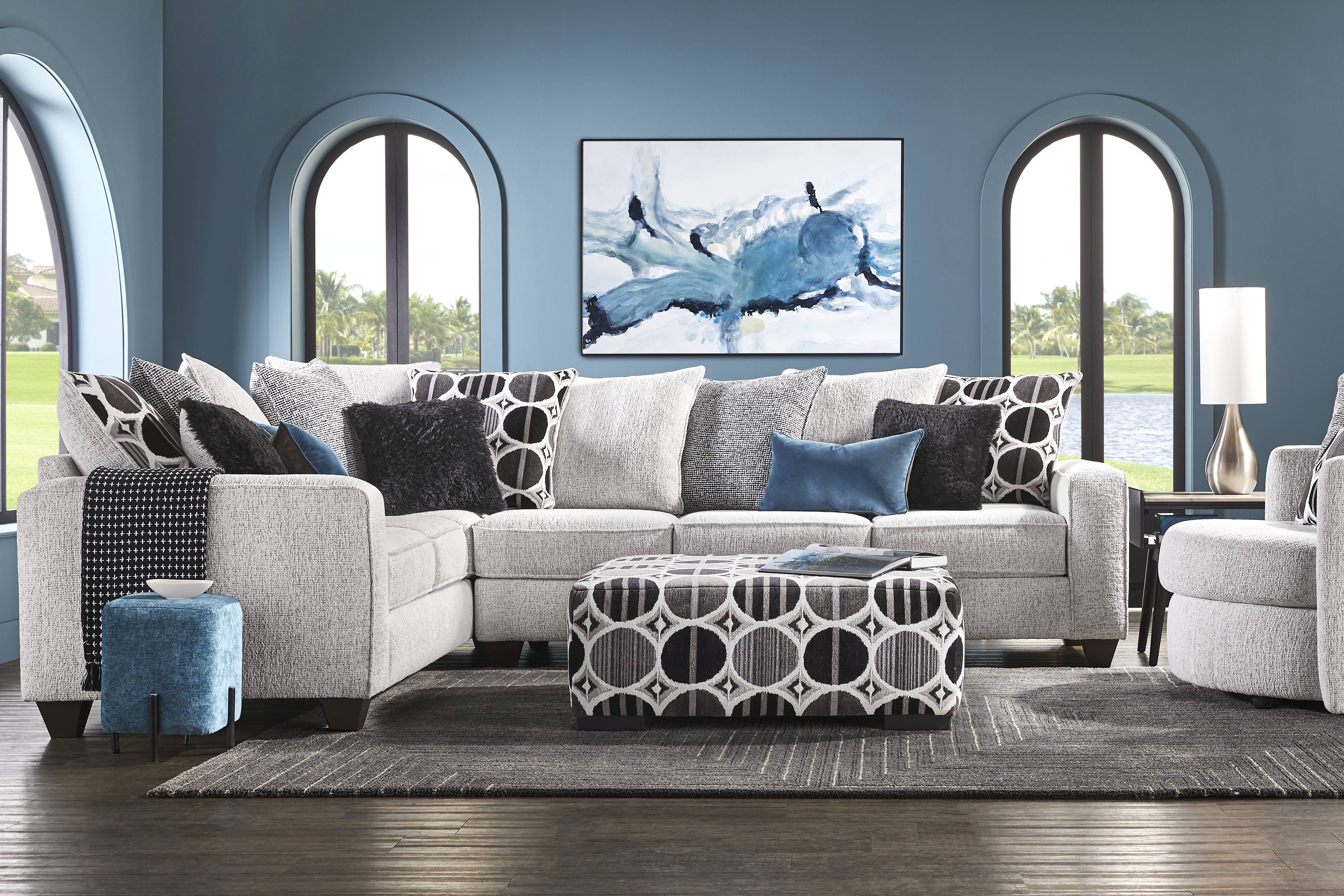 Benton Place Gray 3 Pc Sectional Living Room - Thumbnail - Image 1
