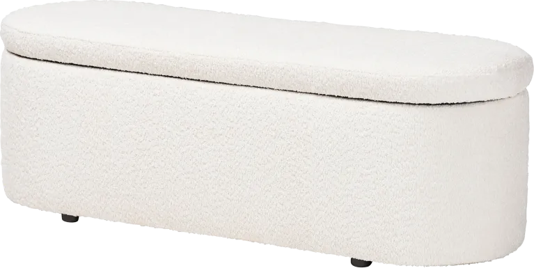 Alagna White Storage Bench