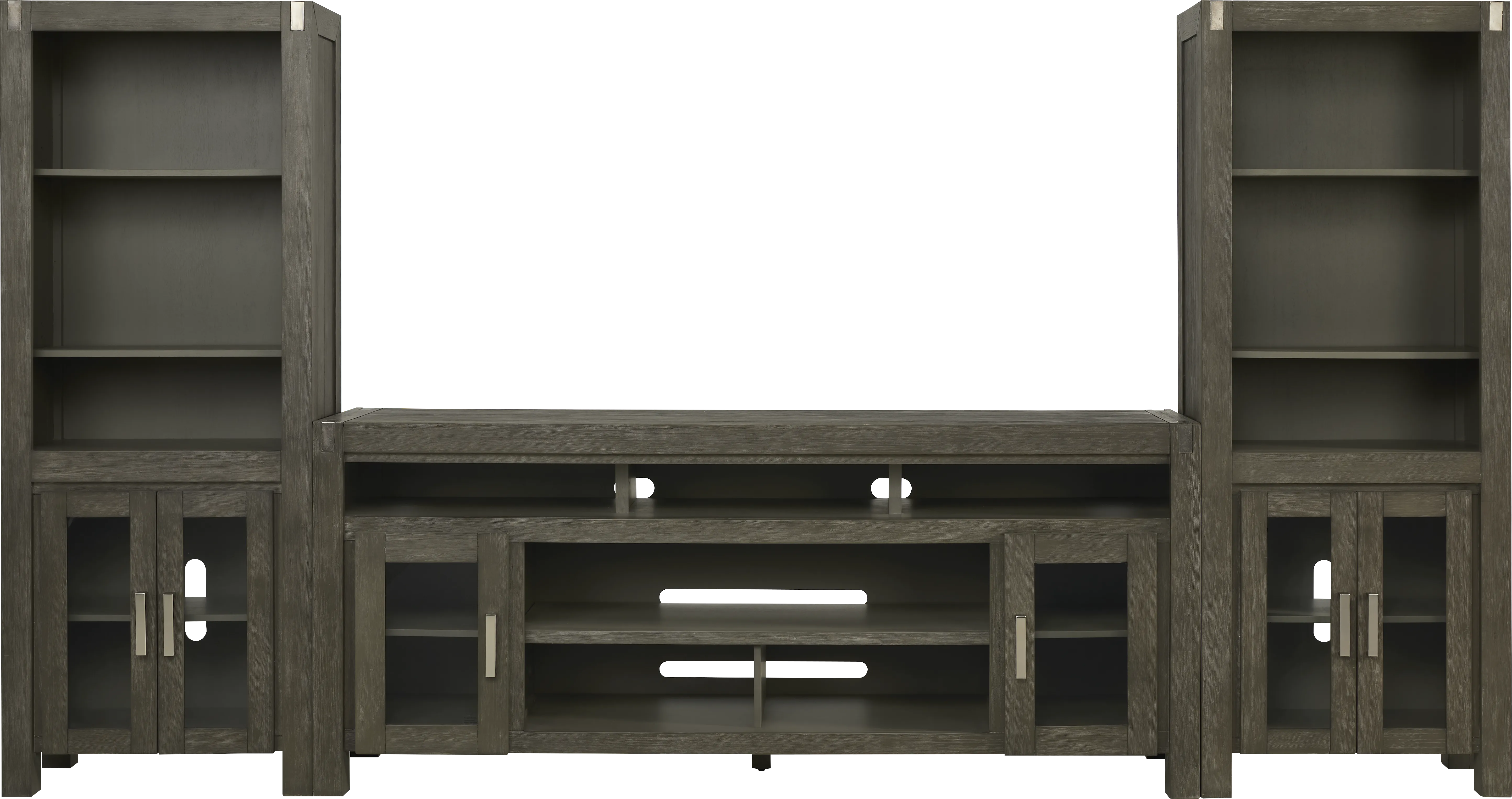 Hidden Springs II Gray 3 Pc Wall Unit with 80 in. Console - Thumbnail - Image 1