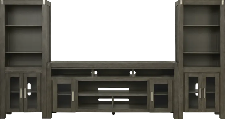 Hidden Springs II Gray 3 Pc Wall Unit with 80 in. Console