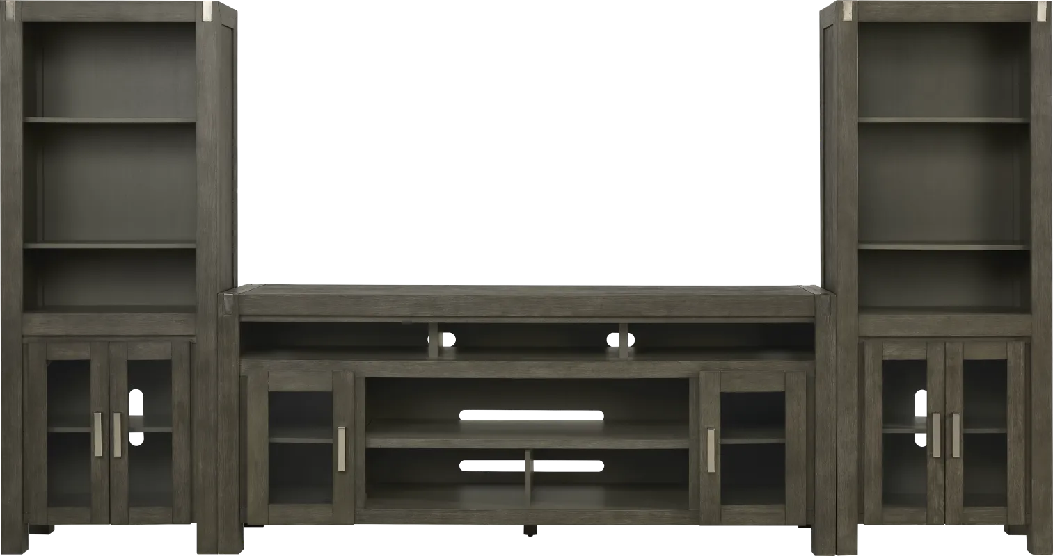Hidden Springs II Gray 3 Pc Wall Unit with 80 in. Console