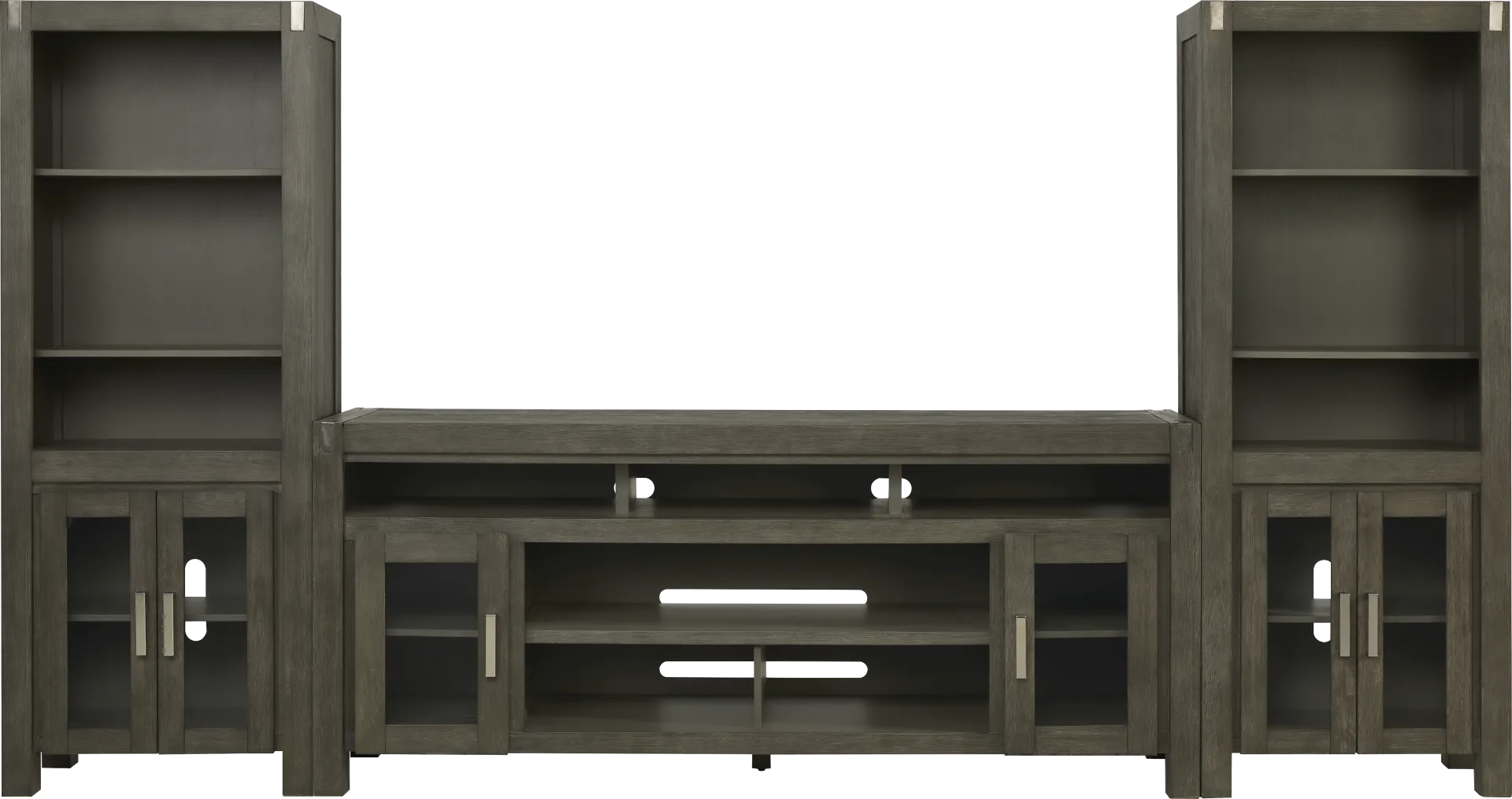 Hidden Springs II Gray 3 Pc Wall Unit with 80 in. Console - Image 1