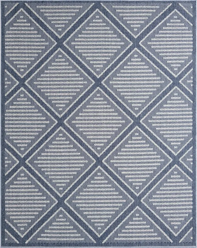 Crosswinds Navy 7'10 Round Indoor/Outdoor Rug