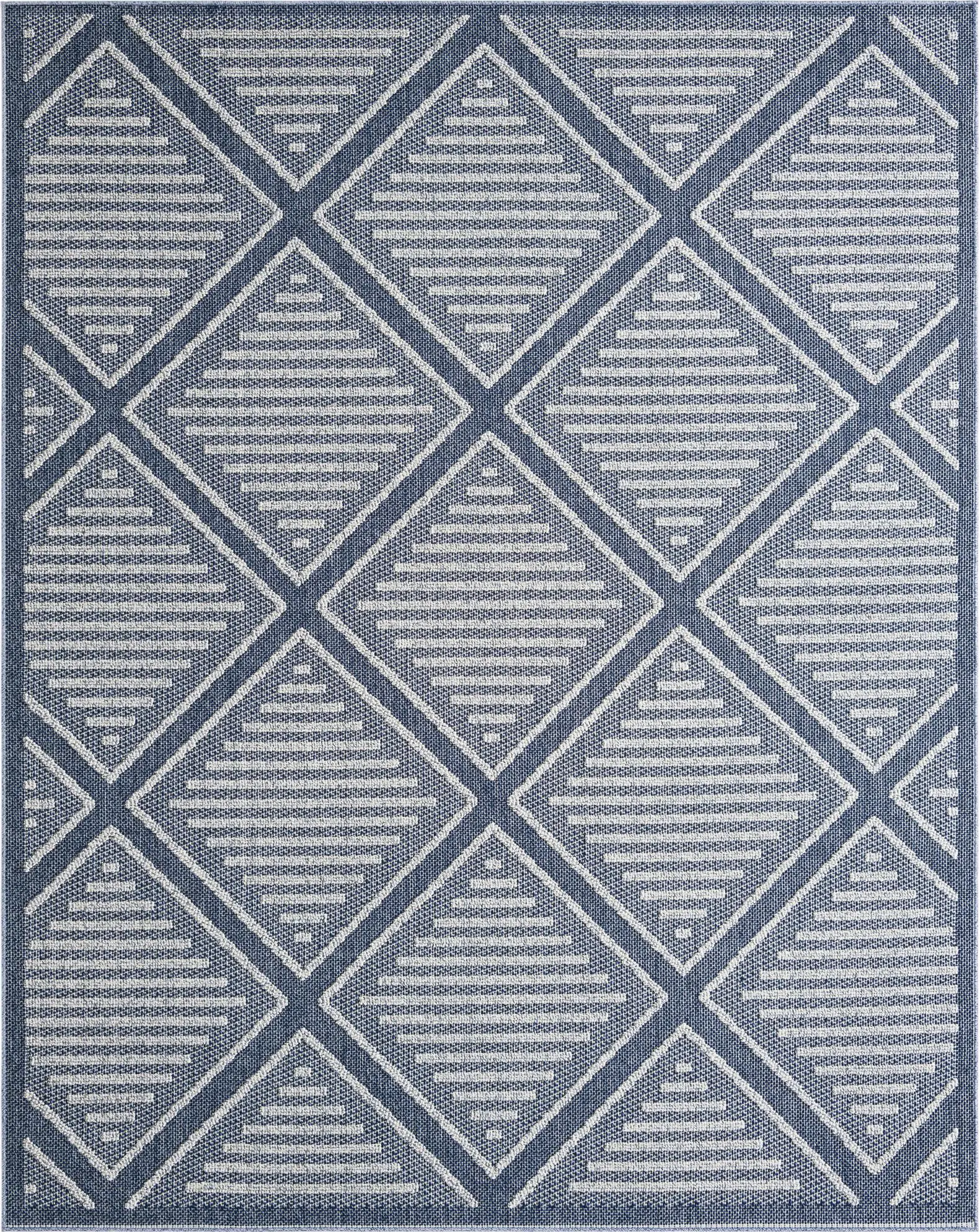 Crosswinds Navy 7'10 Round Indoor/Outdoor Rug