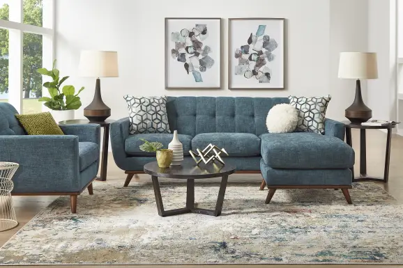 East Side Teal Chaise Sofa