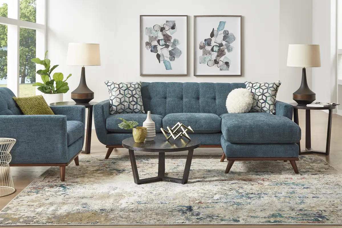 East Side Teal Chaise Sofa