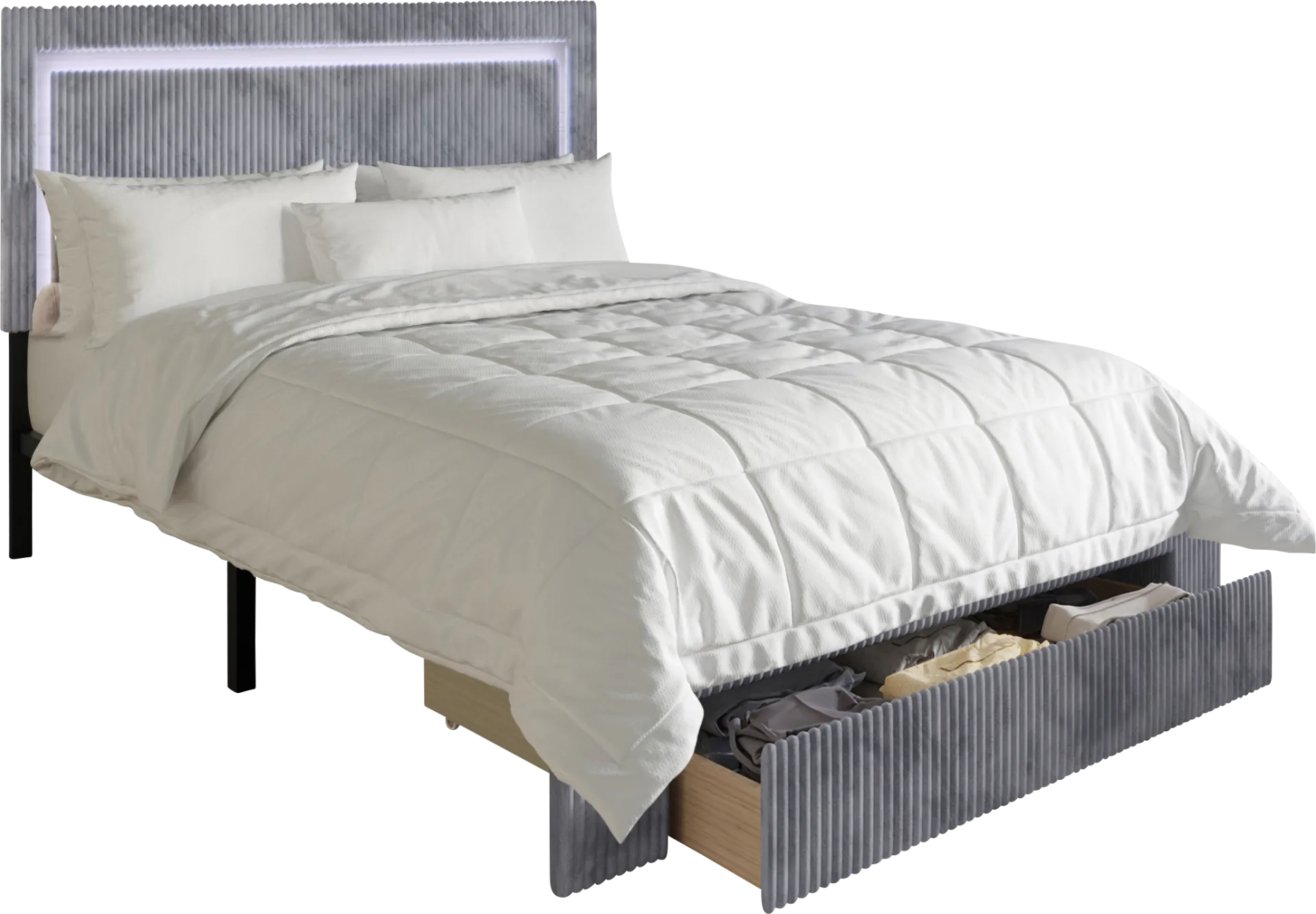 Ligon Gray Queen Bed with Storage - Image 1