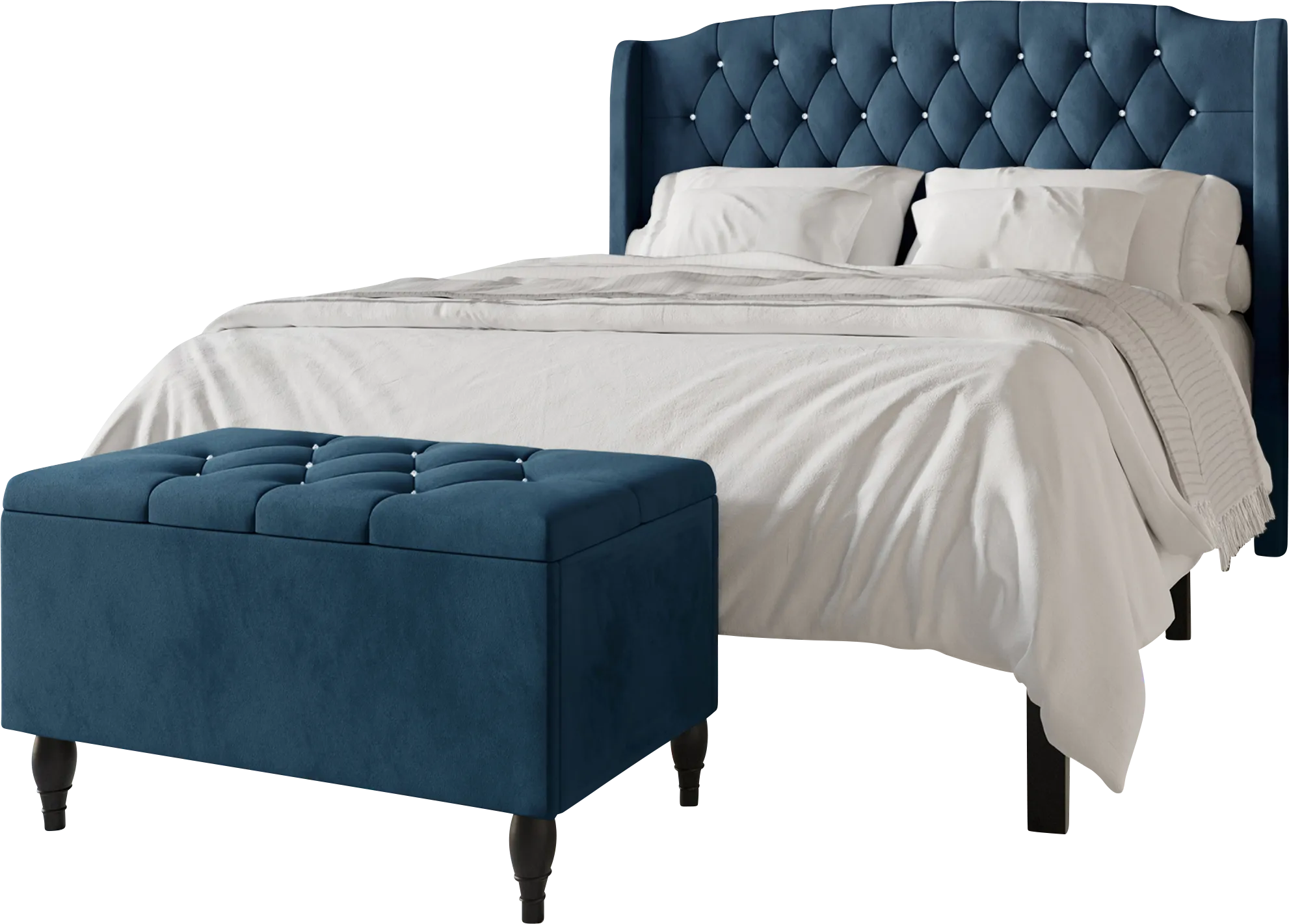 Malachi Blue King Bed with Storage - Thumbnail - Image 1