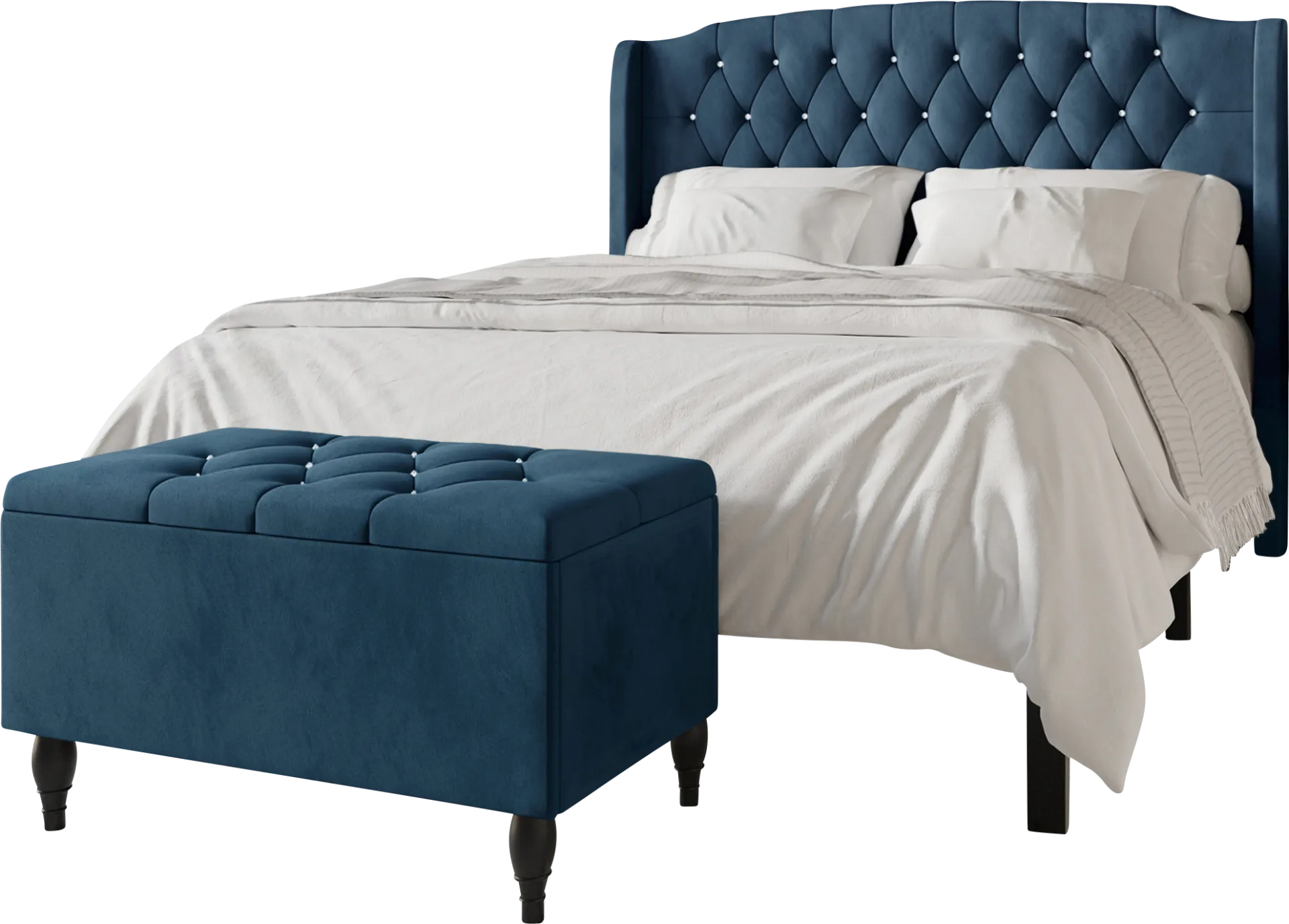 Malachi Blue King Bed with Storage - Image 1