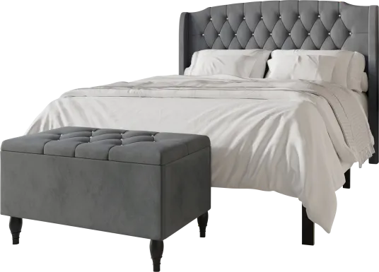 Malachi Gray King Bed with Storage