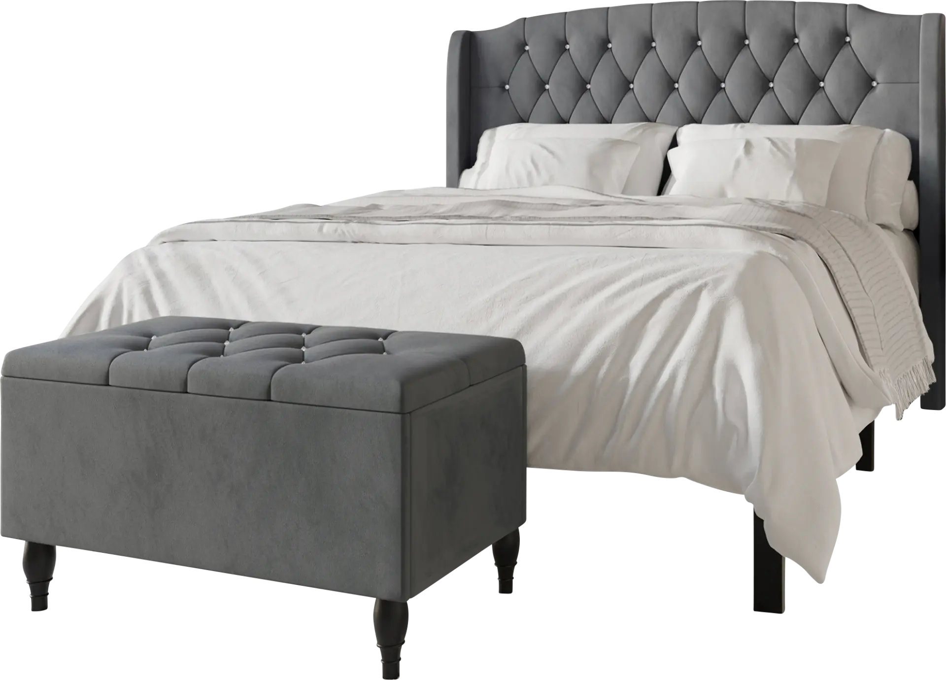 Malachi Gray Twin Bed with Storage