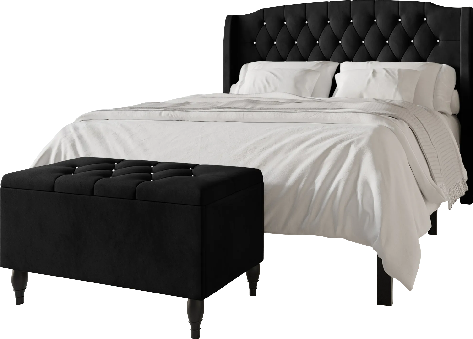 Malachi Black King Bed with Storage