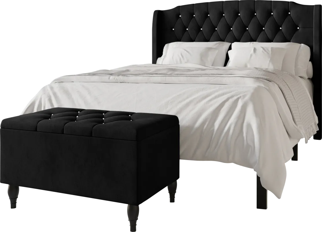 Malachi Black Queen Bed with Storage