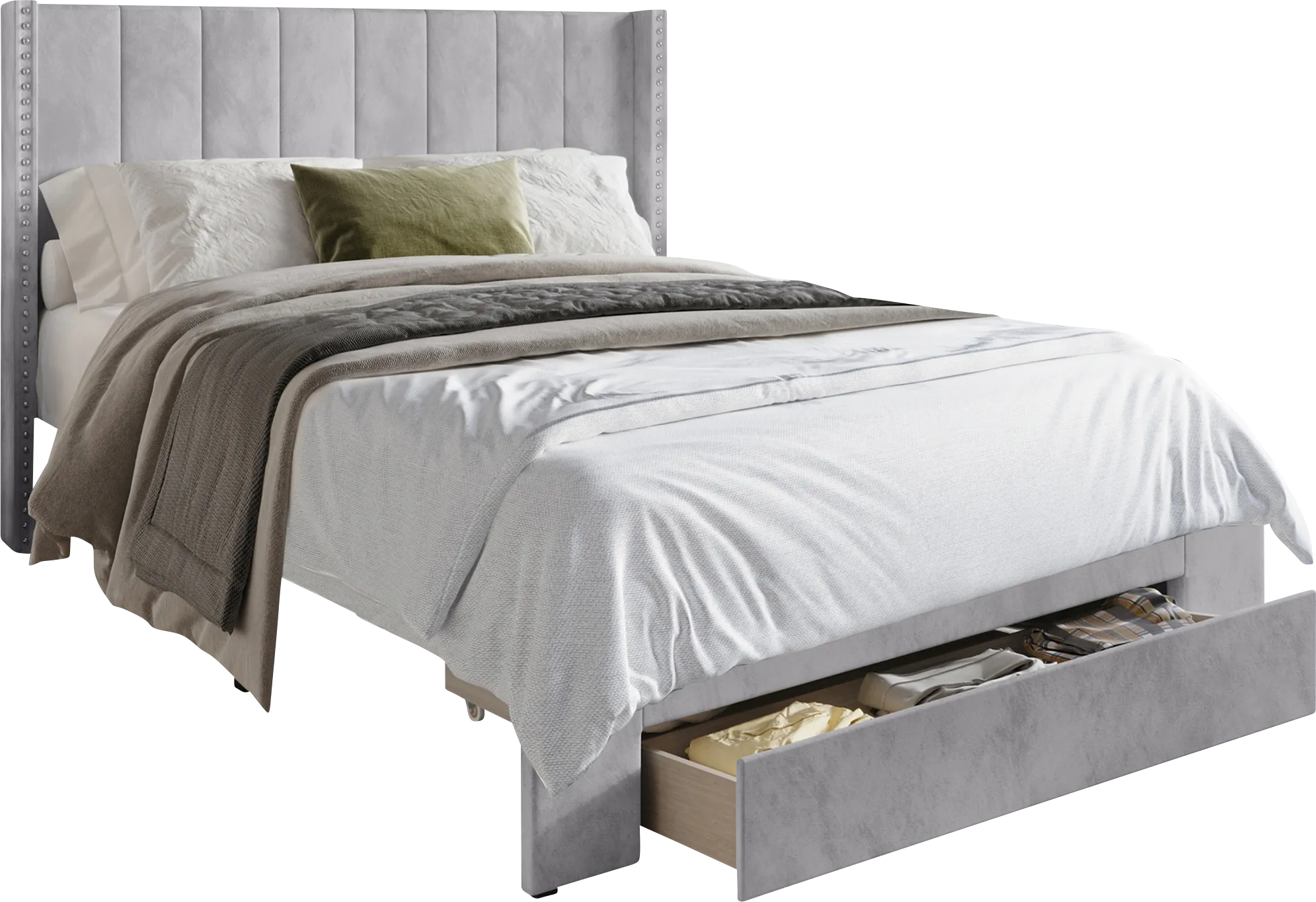 Lischey Light Gray Twin Bed - Thumbnail - Image 1