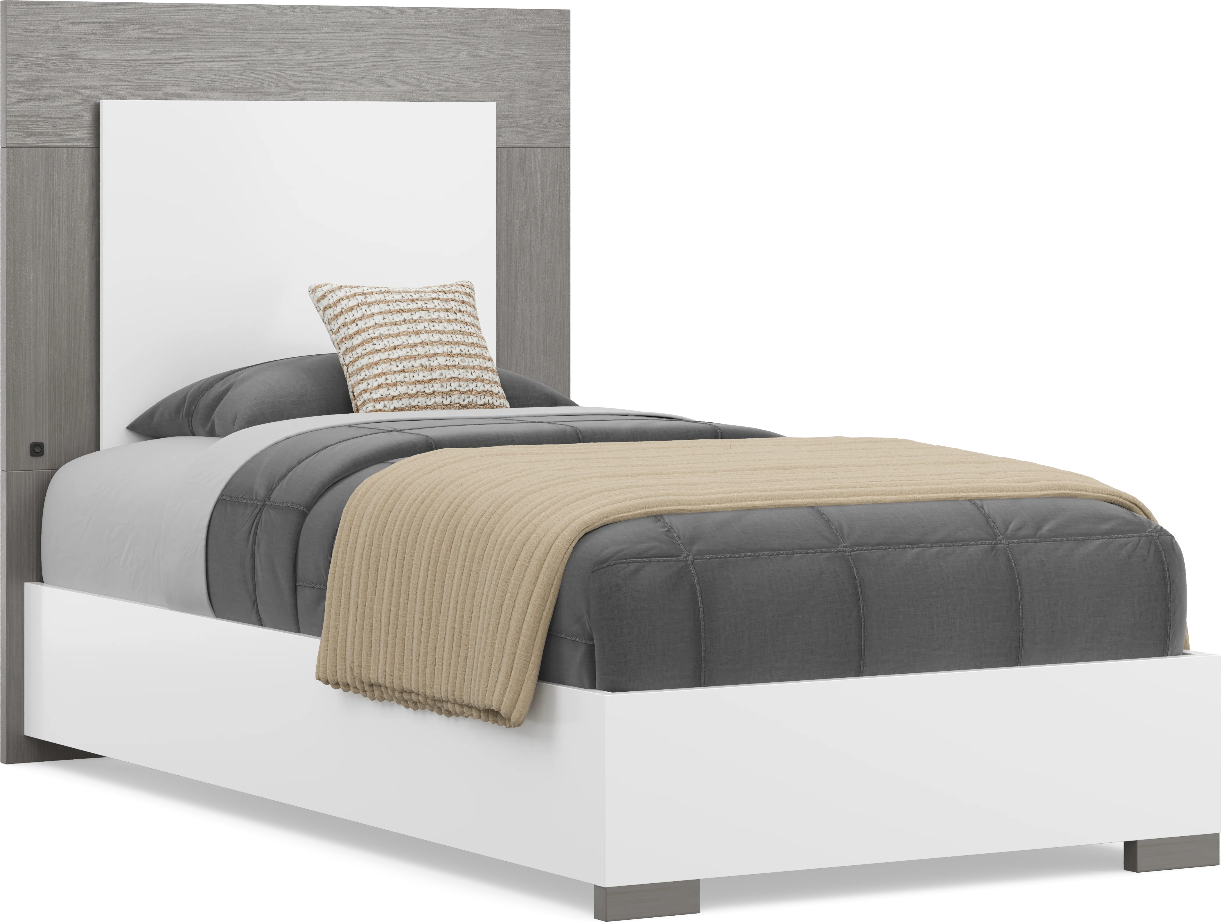 Kids Park Peak White Twin Panel Bed - Thumbnail - Image 1