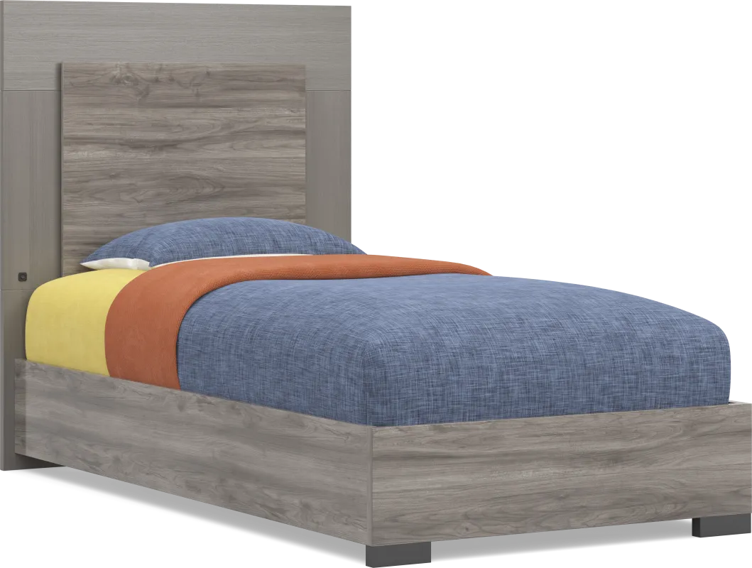 Kids Park Peak Gray Twin Panel Bed