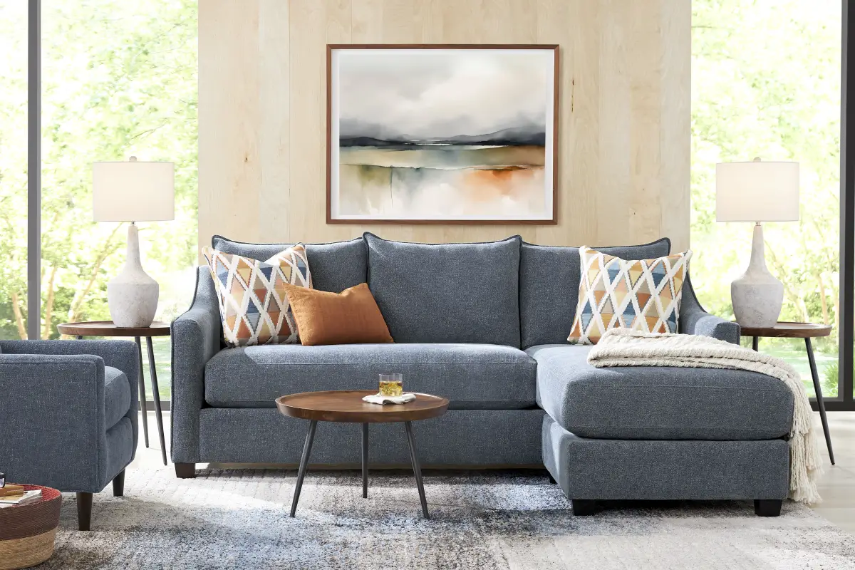 Soho Place Navy 6 Pc Living Room with Sleeper Chaise Sofa