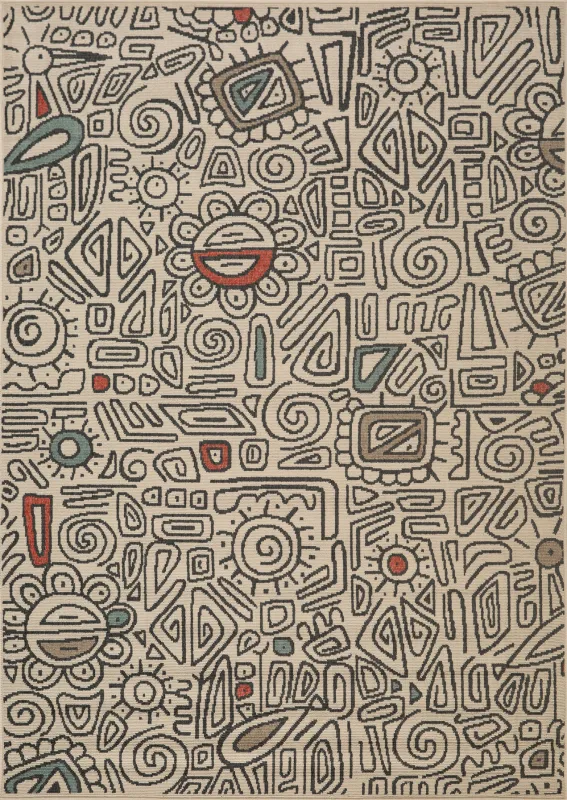 Evette Rios Cullin Ivory 5' x 7' Indoor/Outdoor Rug