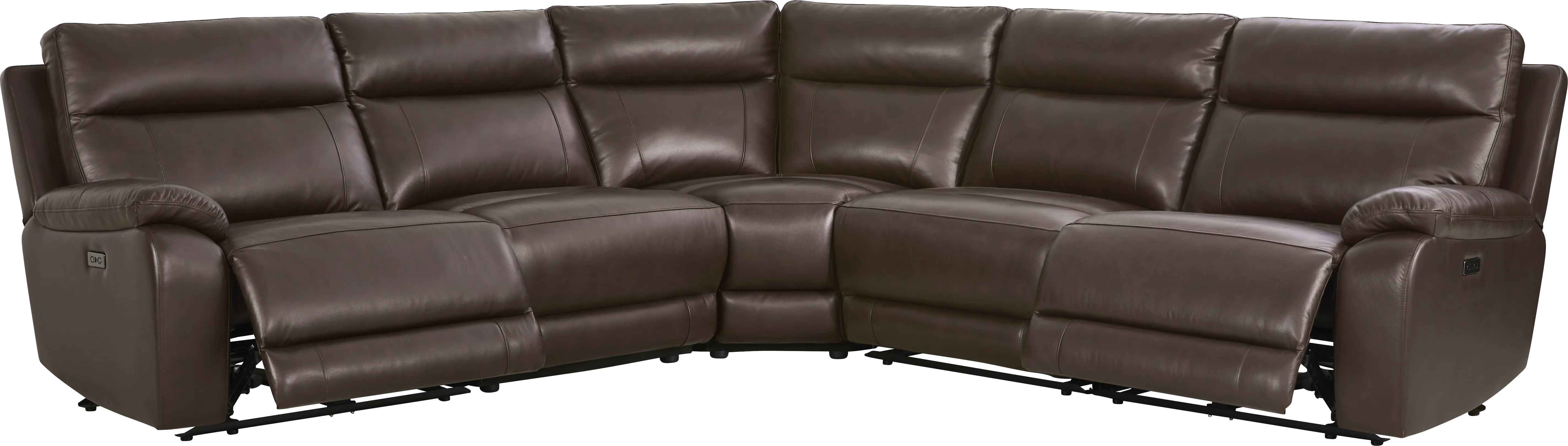 Delaney Point Brown Leather 5 Pc Power Reclining Sectional - Thumbnail - Image 1