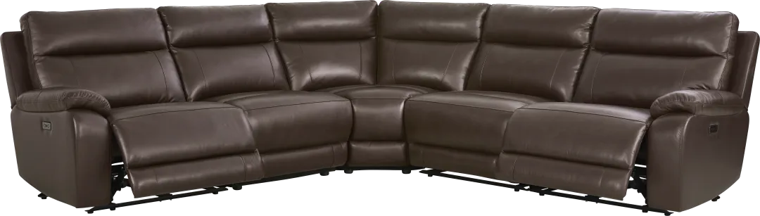 Delaney Point Brown Leather 5 Pc Power Reclining Sectional