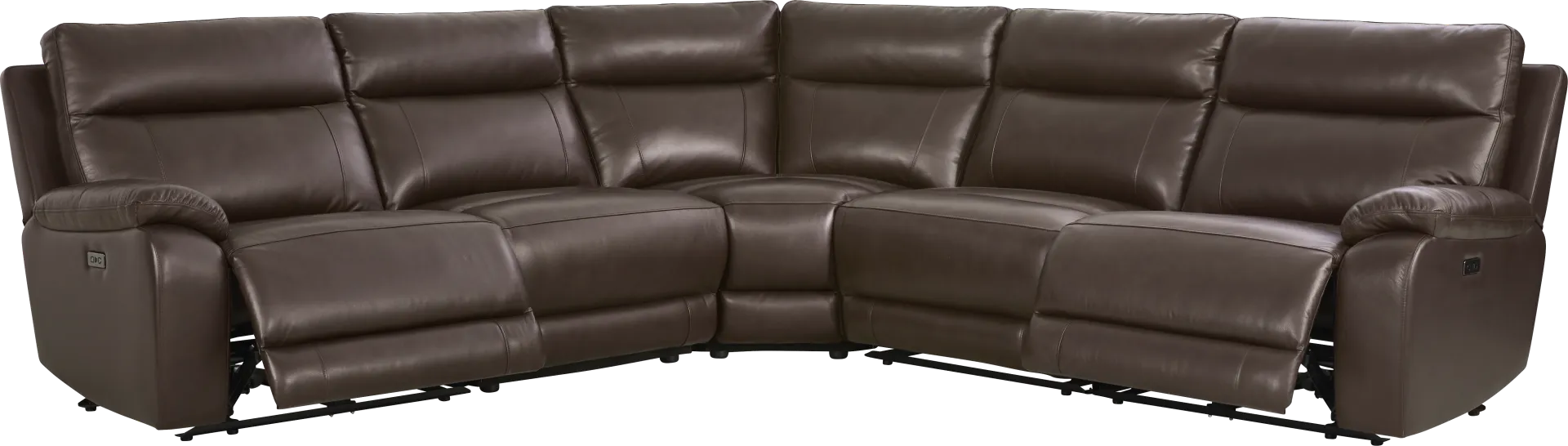 Delaney Point Brown Leather 5 Pc Power Reclining Sectional - Image 2