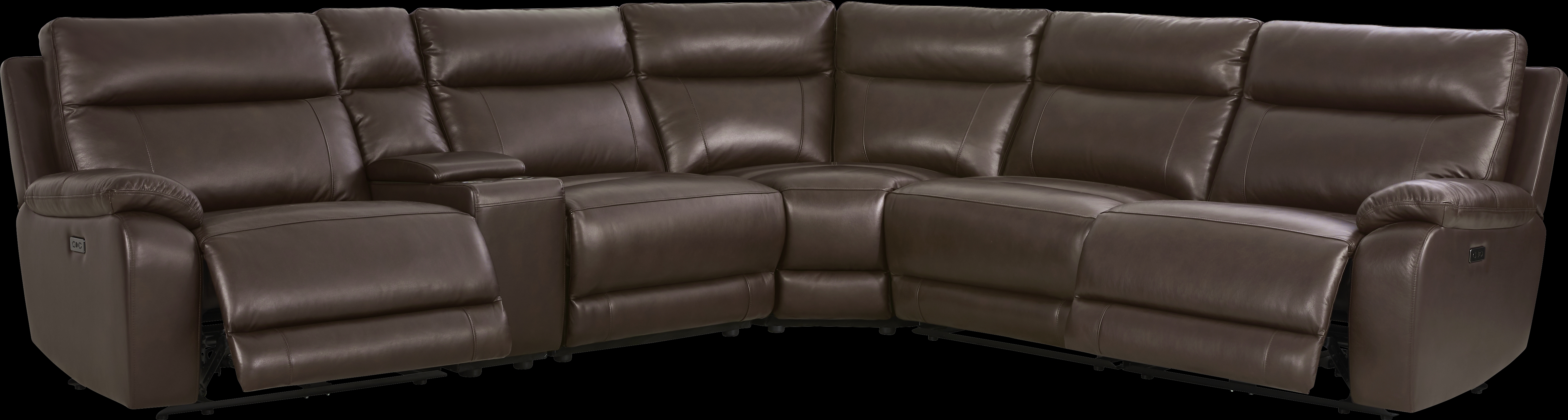 Delaney Point Brown Leather 6 Pc Power Reclining Sectional