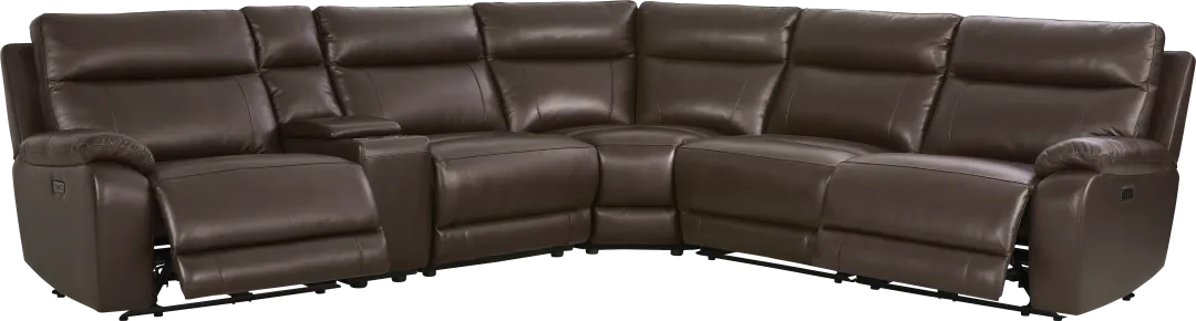 Delaney Point Brown Leather 6 Pc Power Reclining Sectional
