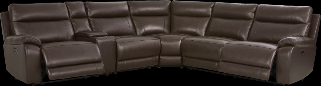 Delaney Point Brown Leather 6 Pc Power Reclining Sectional