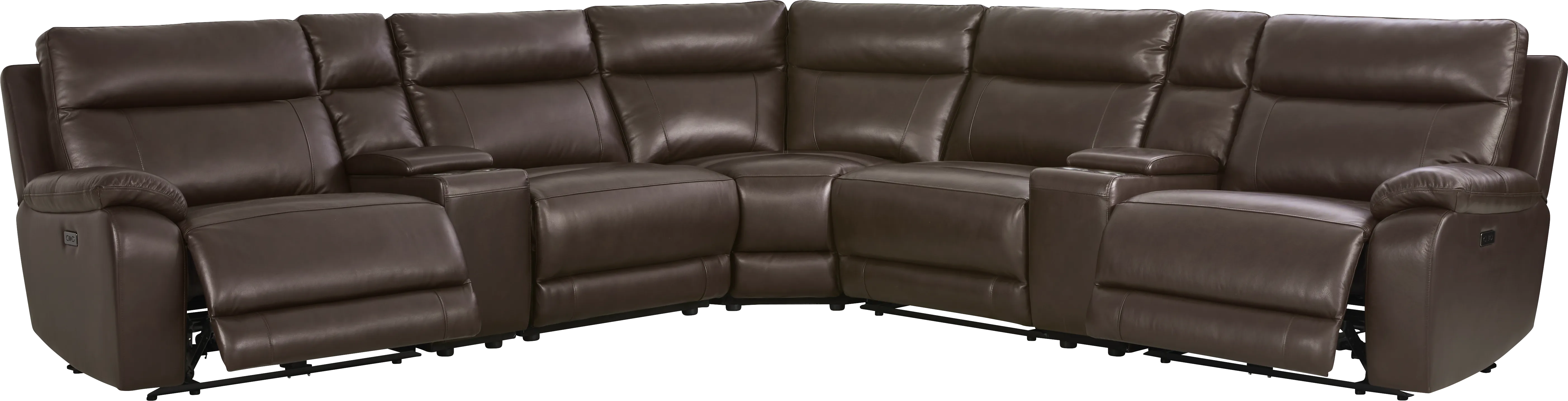 Delaney Point Brown Leather 7 Pc Power Reclining Sectional - Thumbnail - Image 1