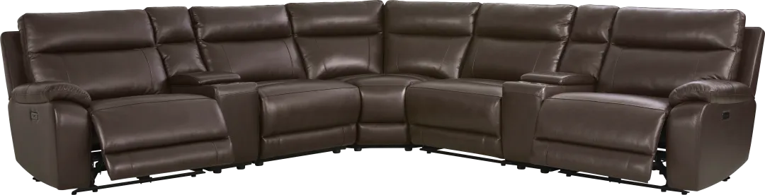 Delaney Point Brown Leather 7 Pc Power Reclining Sectional