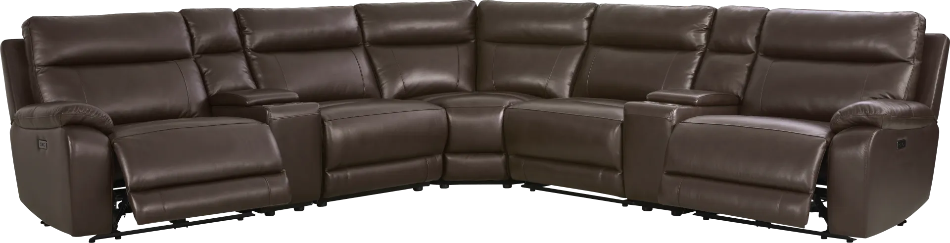 Delaney Point Brown Leather 7 Pc Power Reclining Sectional - Image 2