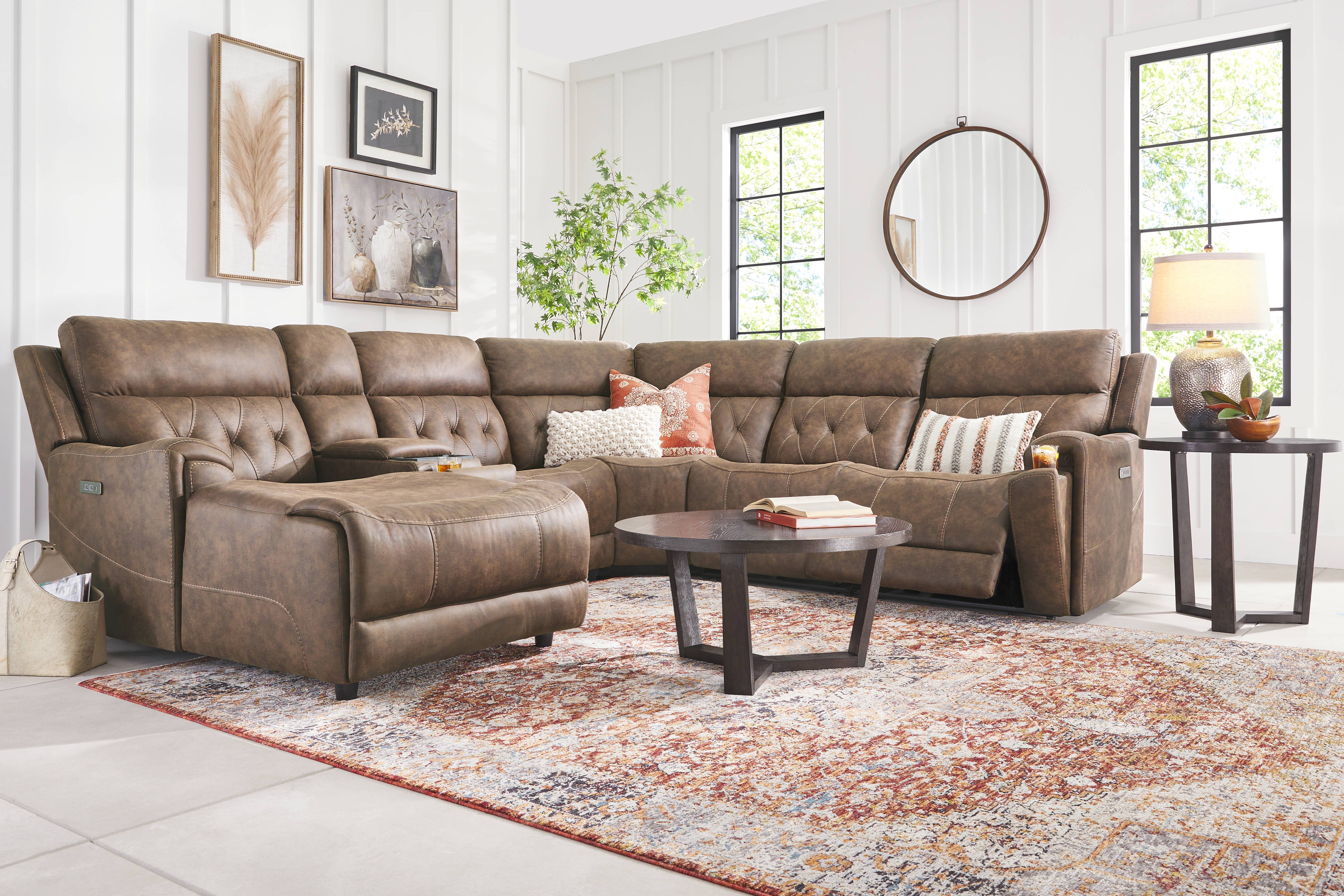 Hardwick Brown Dual Power 6 Pc Sectional With LAF Chaise - Thumbnail - Image 2