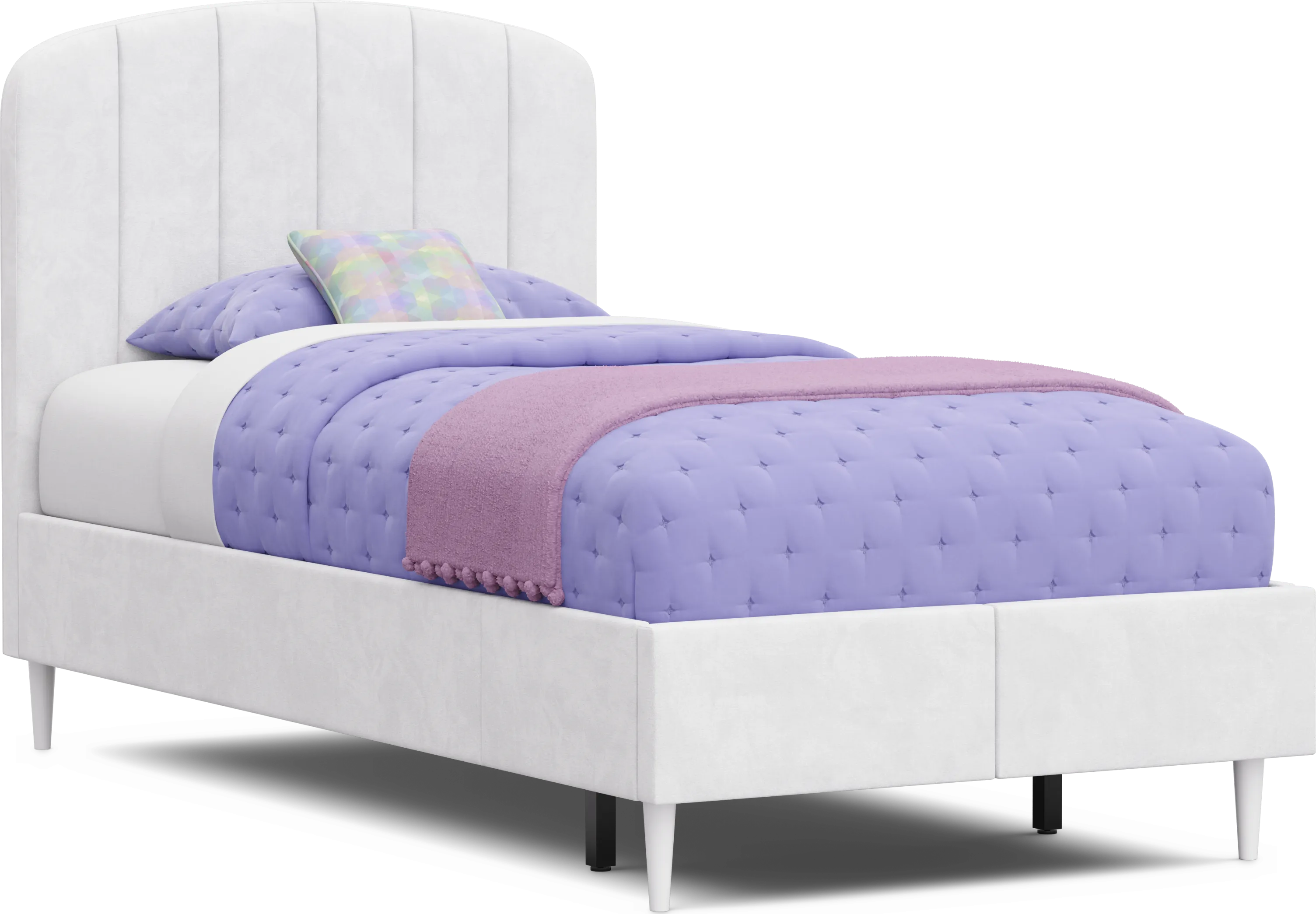 Kids Gwyneth White Twin Upholstered Storage Bed - Thumbnail - Image 1