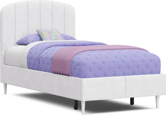 Kids Gwyneth White Twin Upholstered Storage Bed