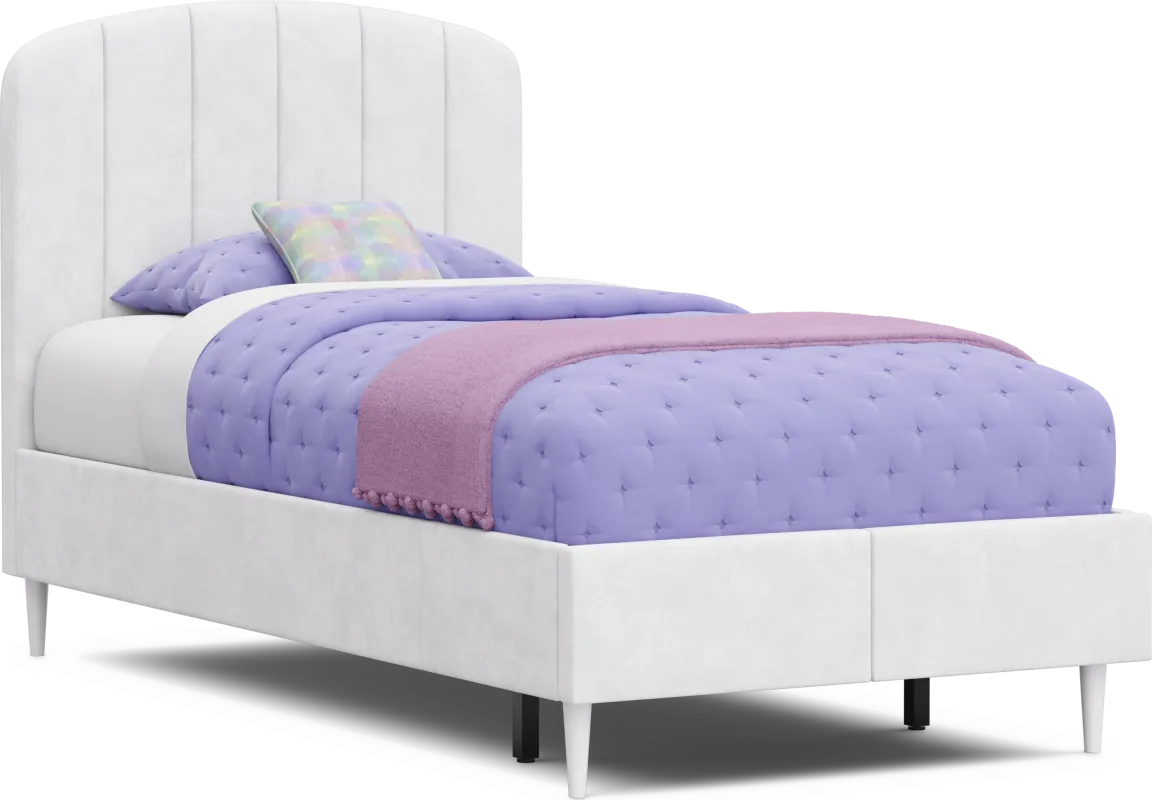 Kids Gwyneth White Twin Upholstered Storage Bed