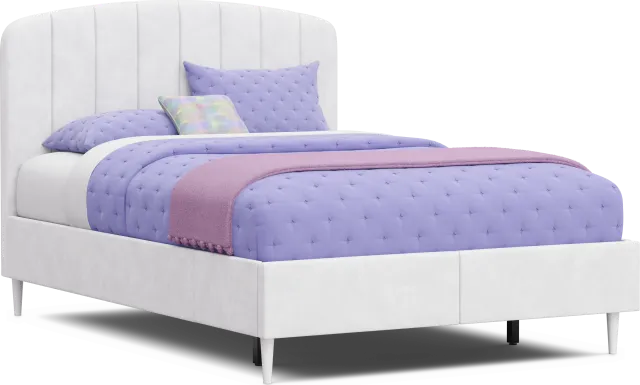 Kids Gwyneth White Full Upholstered Storage Bed