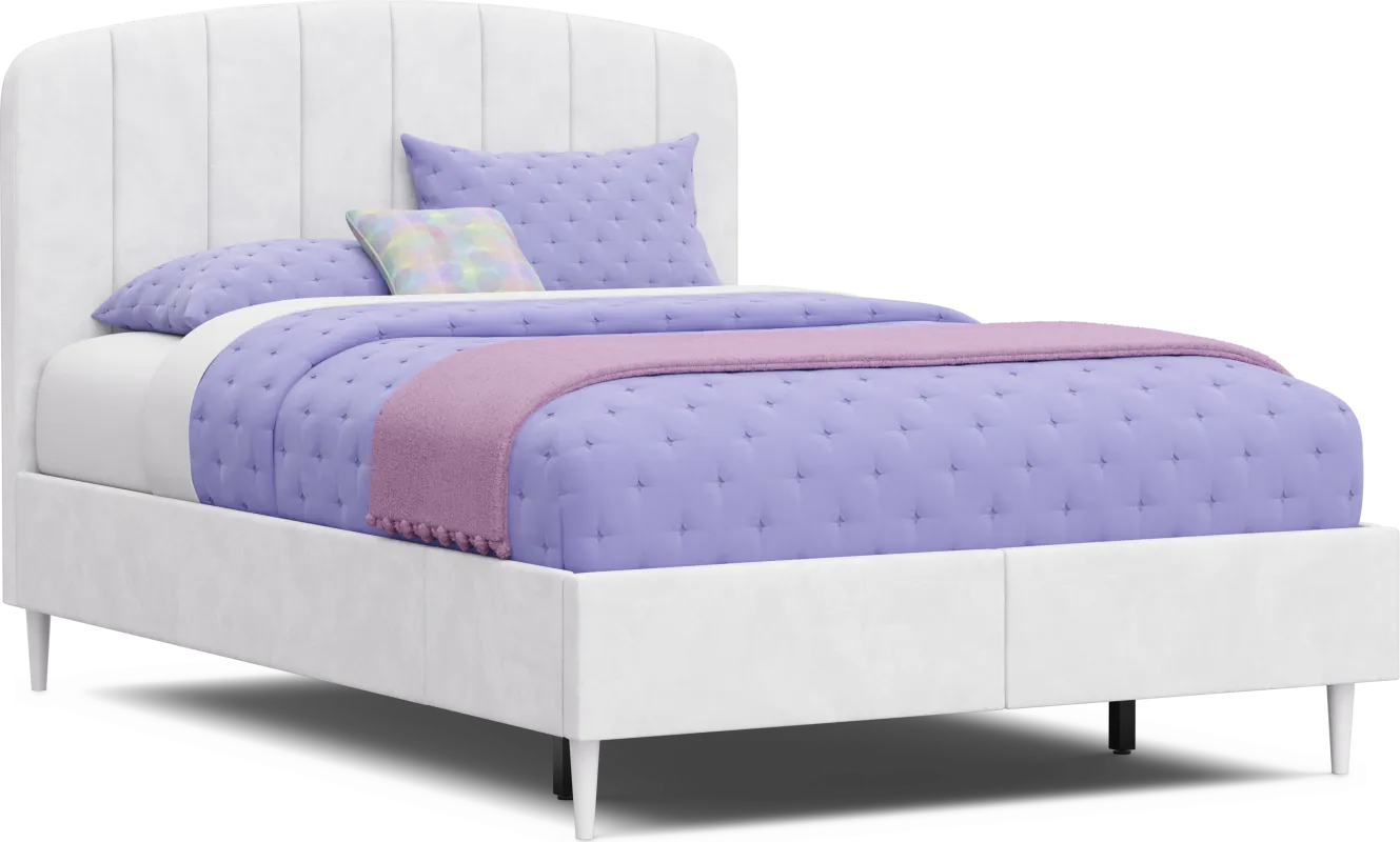 Kids Gwyneth White Full Upholstered Storage Bed