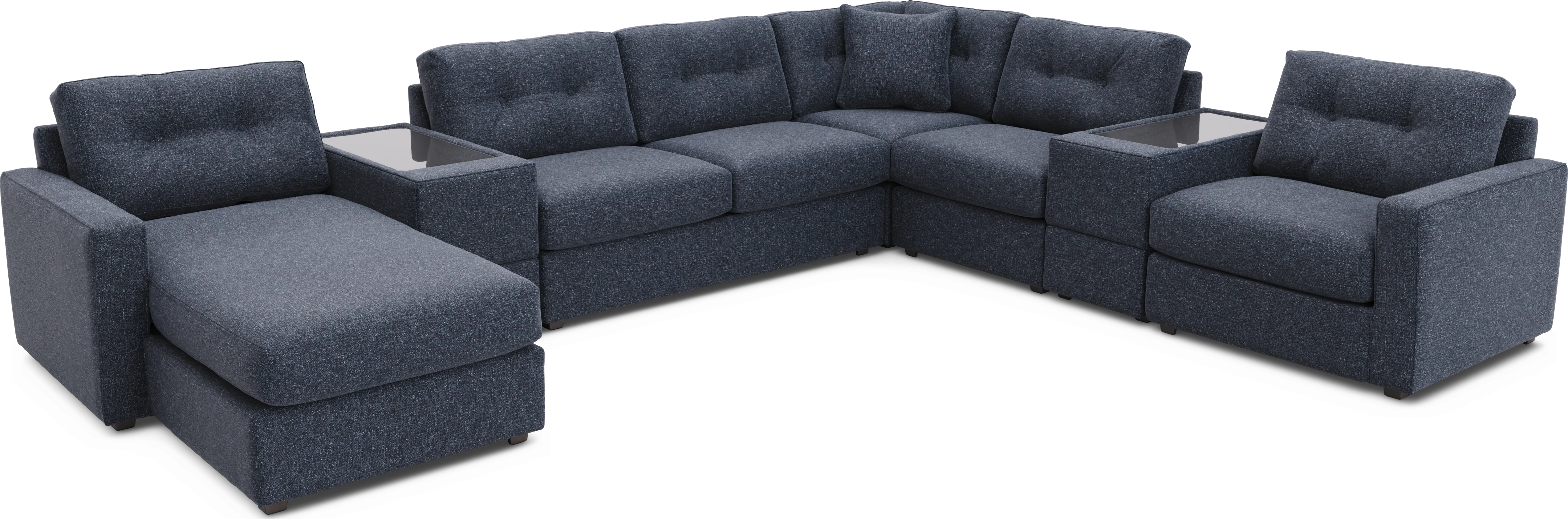 Dark Blue 7 Pc ModularOne Gel Foam Sleeper - Thumbnail - Image 1