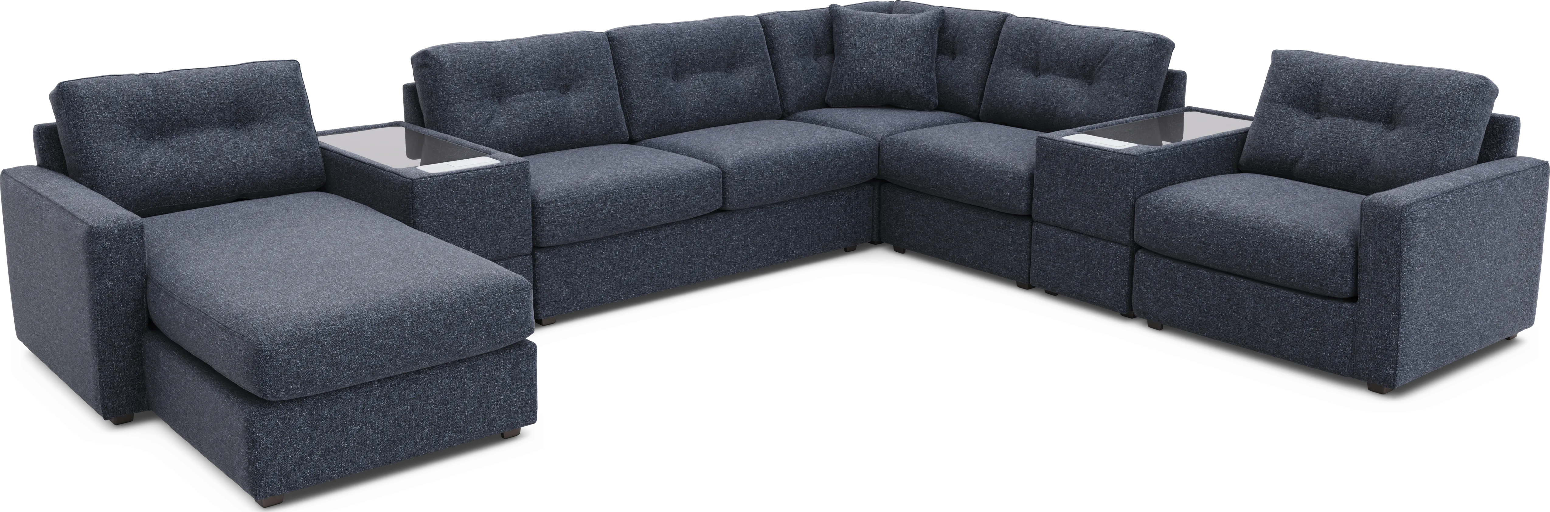 Dark Blue 7 Pc ModularOne Sleeper with Media Consoles - Thumbnail - Image 1