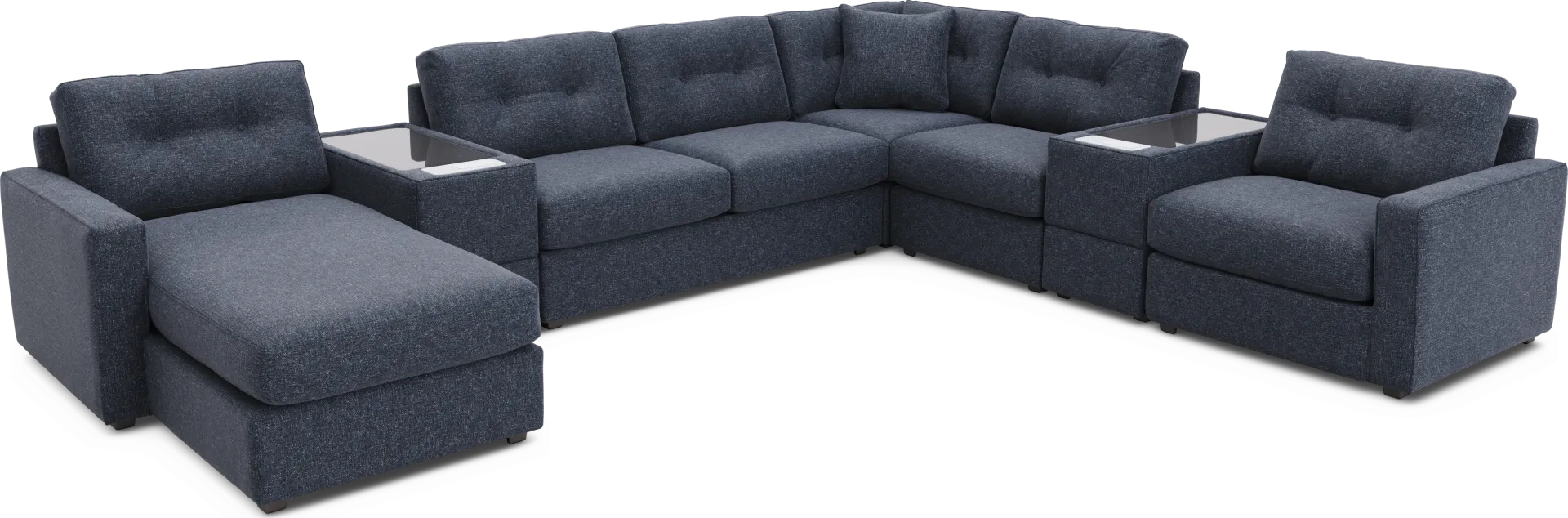 Dark Blue 7 Pc ModularOne Sleeper with Media Consoles - Image 1
